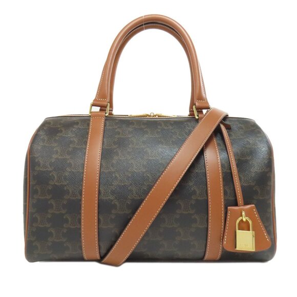 CELINE Leather Macadam Shoulder Bag - Picture 1 of 11